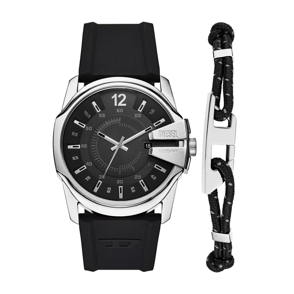 Diesel Men's Analog Quartz Watch with Silicone Strap DZ4700SET