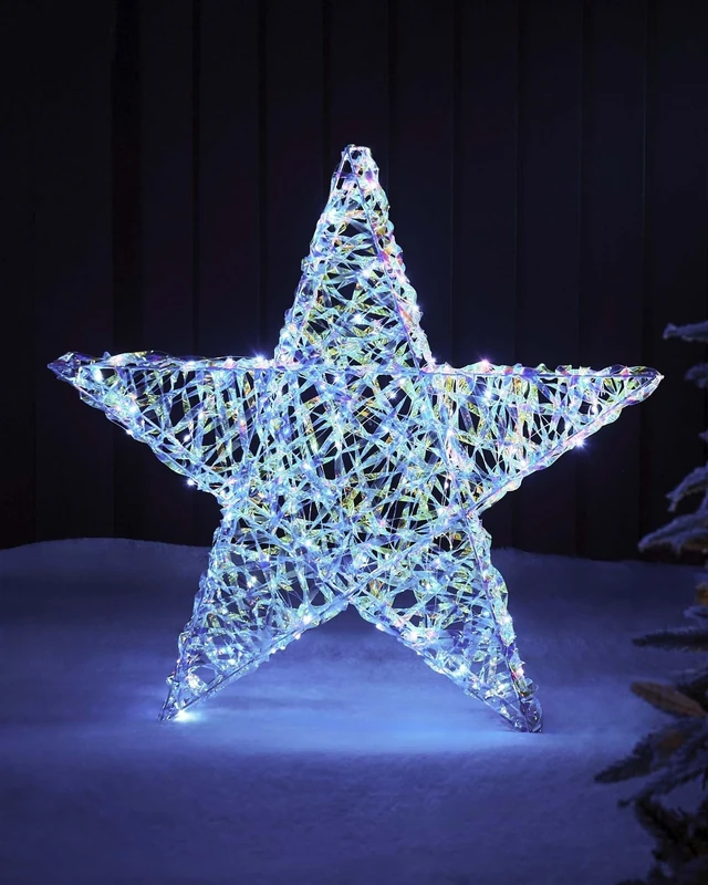 Pre-Lit 3D Iridescent Star Silhouette, Outdoor LED Decoration