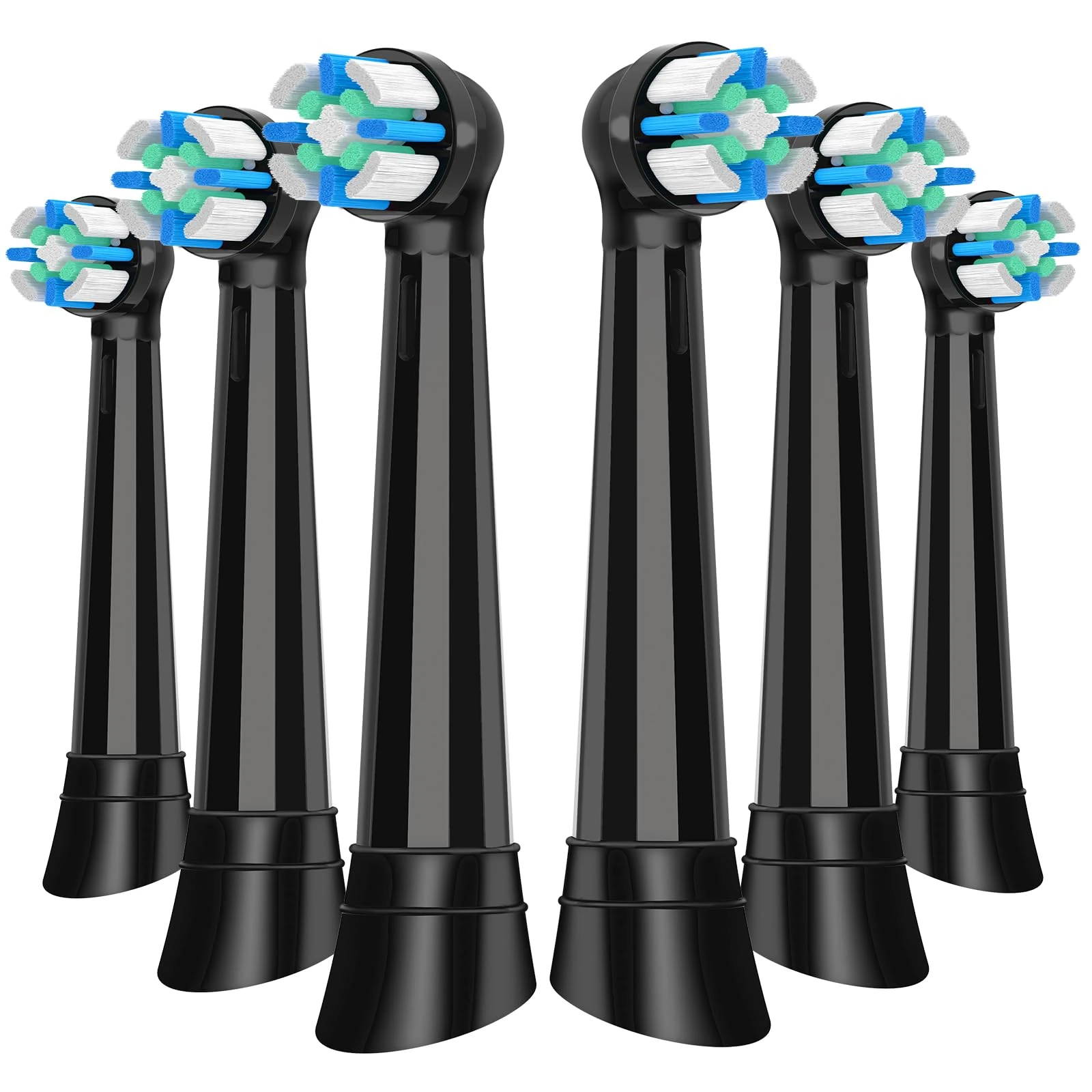 iO Brush Heads Compatible with Oral B iO Toothbrush Head, for Oral B iO 2 3 4 5 6 7 8 9 10 Series Electric Toothbrushes, Powerful Cleaning, Genuine Quality, 6 Black
