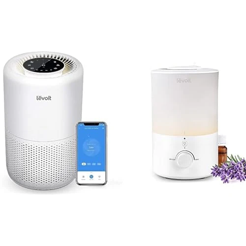 LEVOIT Humidifier & Smart Air Purifier Combo, 3L Top Fill Cool Mist Humidifier with Night Light & Essential Oil Diffuser for Home, Nursery, Plants, Plus Core 200S HEPA Air Purifier 70m² with WiFi