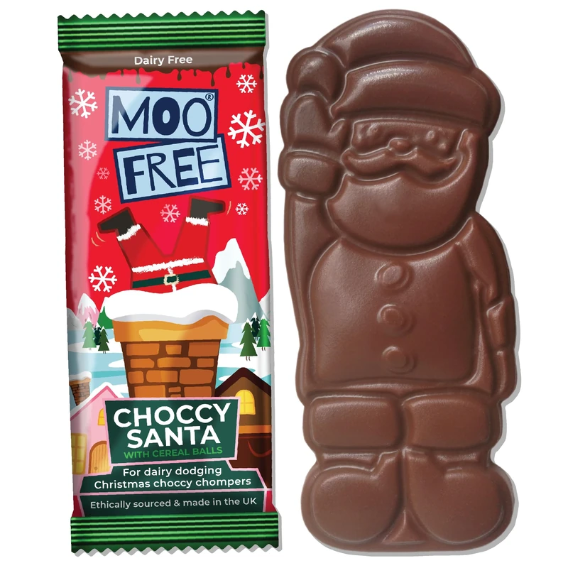 6 x Moo Free Santa Bars - Free From & Vegan Santa Shaped Chocolate Bars with Gluten Free Cereal Balls - Perfect Christmas Treat or Stocking Filler