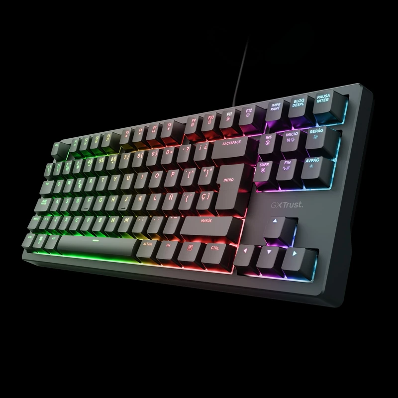 GXTrust 864 CADA TKL German Mechanical QWERTZ Keyboard with RGB Lighting, Brown Huano Switches, Integrated Software, 80% USB Programmable Gaming Keyboard for PC and Laptop