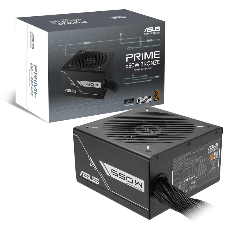 ASUS Prime 650W Bronze (650W, 80+ Bronze Certified, Dual Ball Bearings, 135mm Fan, Etched cable, 6-year warranty)