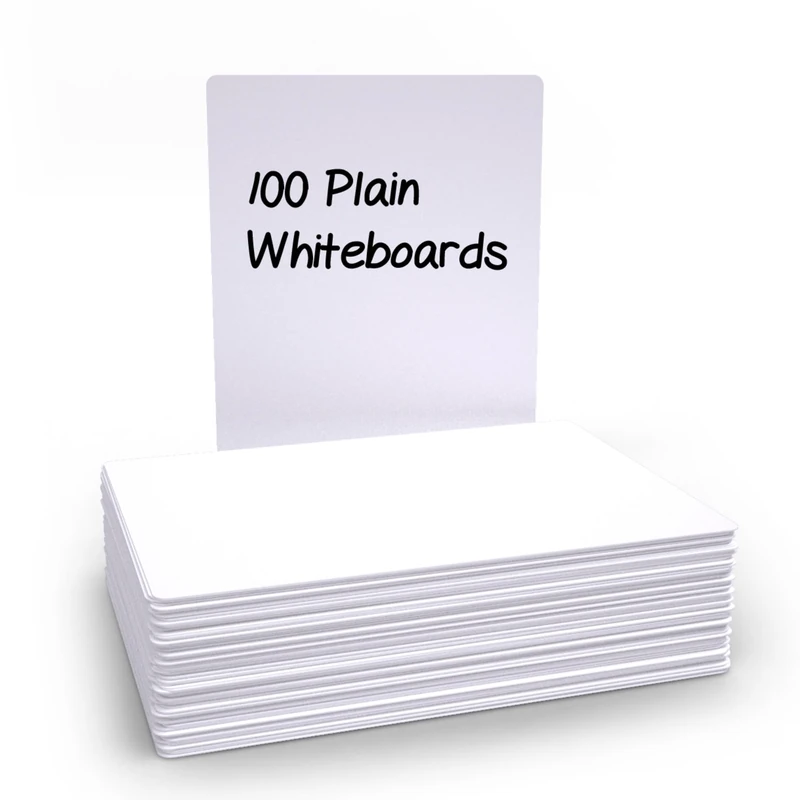 Show-Me Basics A4 Plain Budget Whiteboards – Pack of 100 Dry-Wipe Student Boards (Tear-Resistant Surface, Classroom, Home, Learning Aid)