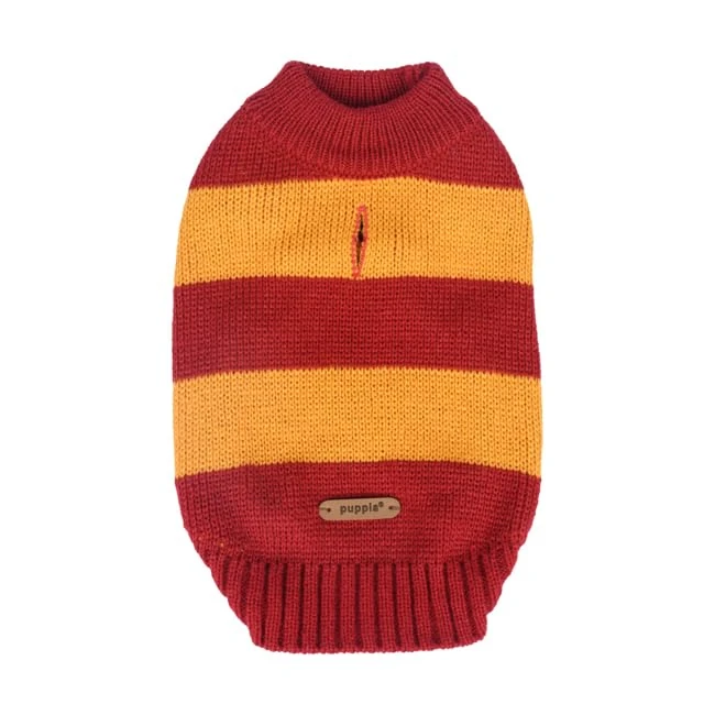 Rugby Stripe Knitwear Wine Red S Winter Sweater for Dog
