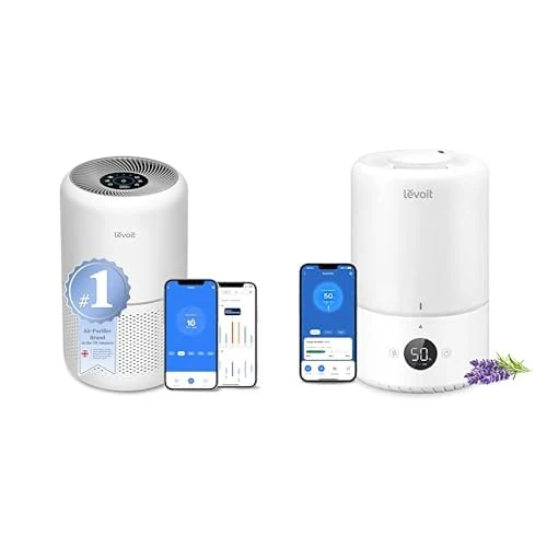 LEVOIT Smart Humidifier & Air Purifier Combo, 3L Cool Mist Top Fill Humidifier with Sensor, Auto Humidity, APP & Voice Control, Essential Oil Diffuser, 27dB Ultra Quiet, Plus Core 300S WiFi