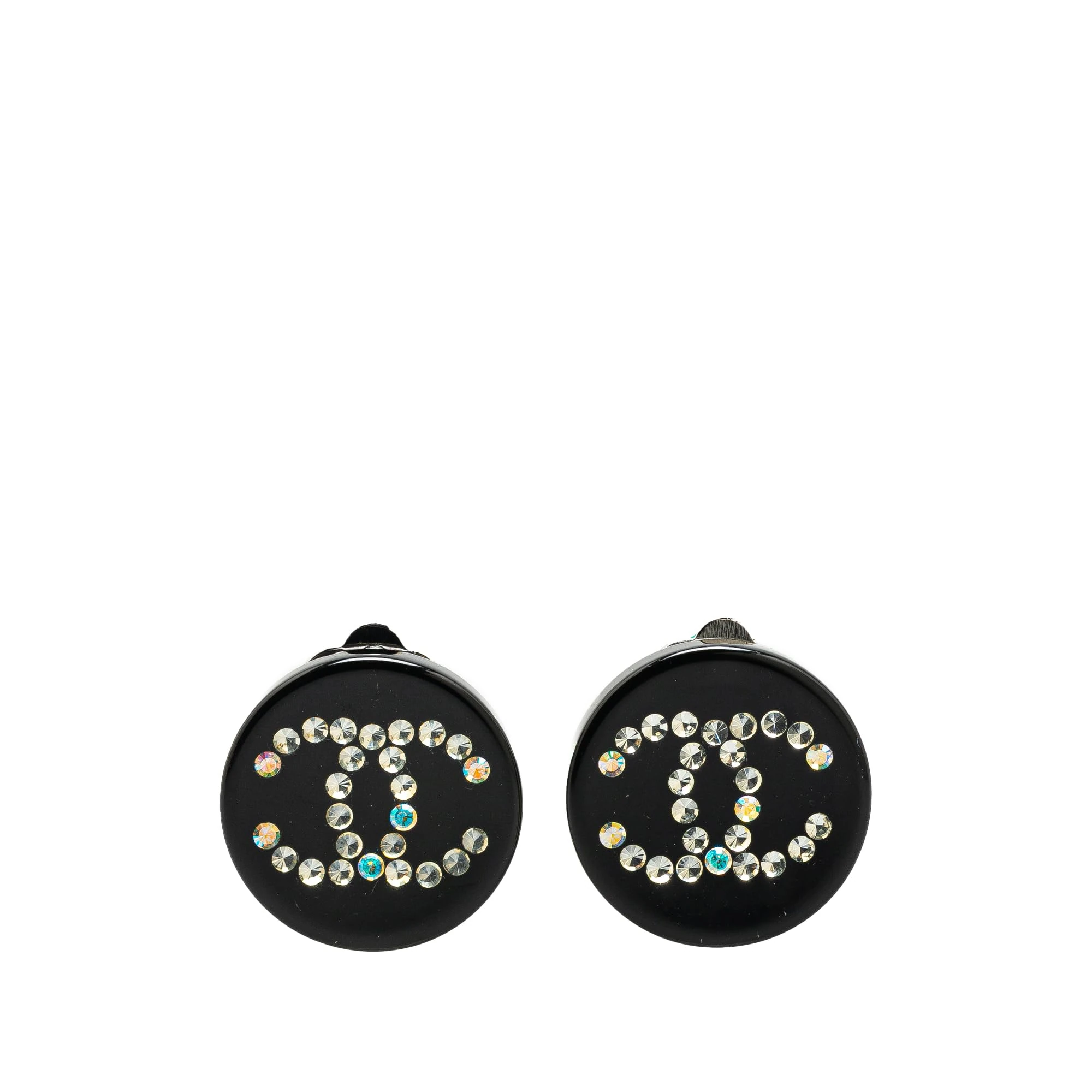 Pre-Loved Resin Rhinestone CC Clip On Earrings