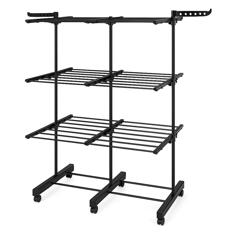 38M Extra Plus Black Multi-Function Extendable Clothes Airer with 3 Levels Black - Image 1