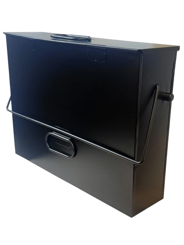 Easy Shopping® Black Ash Carrier Galvanised Metal Hot Tidy Box Container Fireplace Pan Bucket Bin Ash Box Storage Box Container