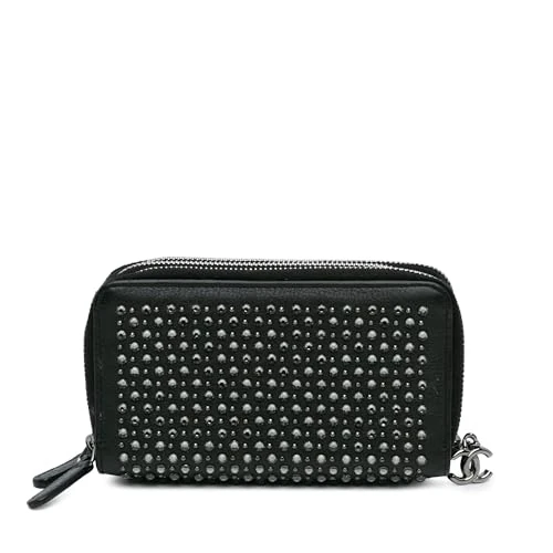 Chanel Pre-Loved Bull Leather Studded Zip Wallet