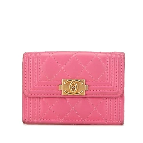 Chanel Pre-Loved Lambskin Boy Flap Compact Wallet