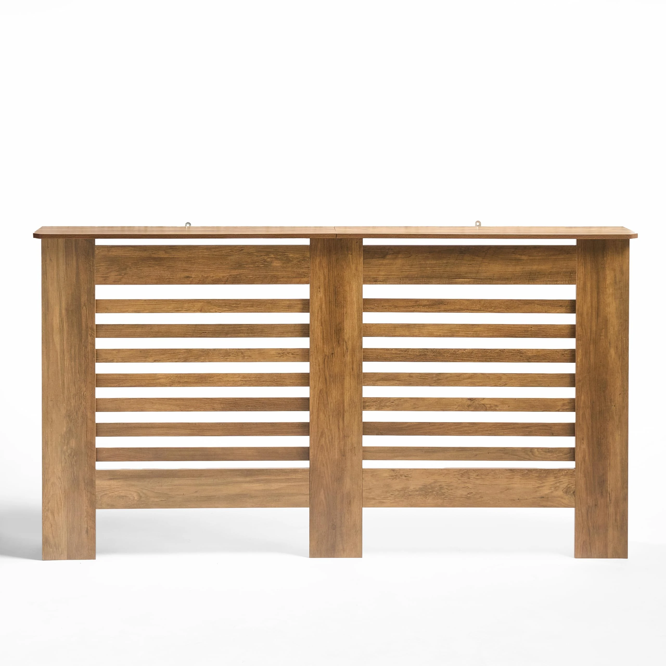 OHS Radiator Cover Medium, Stylish Slatted Design MDF Wood Frame Top Shelf Radiator Cover for Living Room Bedroom Hallway Decorative Heater Cover, Dark Wood - 102 x 82 x 19cm