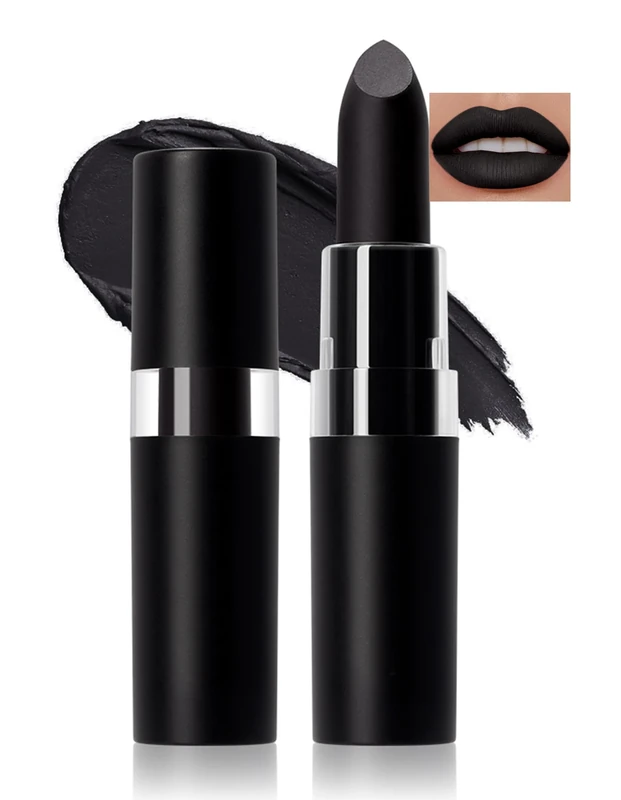 Erinde Halloween Vampire Matte Lipstick, Long Lasting Waterproof Black Lipstick, High Pigment Smudge-Proof, Smooth Velvet Finish for Cosplay, Party, and Costume Makeup Looks, #7 - Image 1