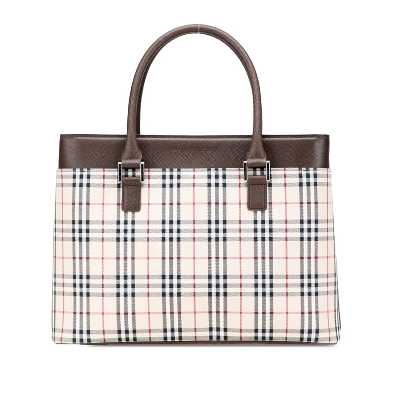 BURBERRY Pre-Loved House Check Canvas Handbag