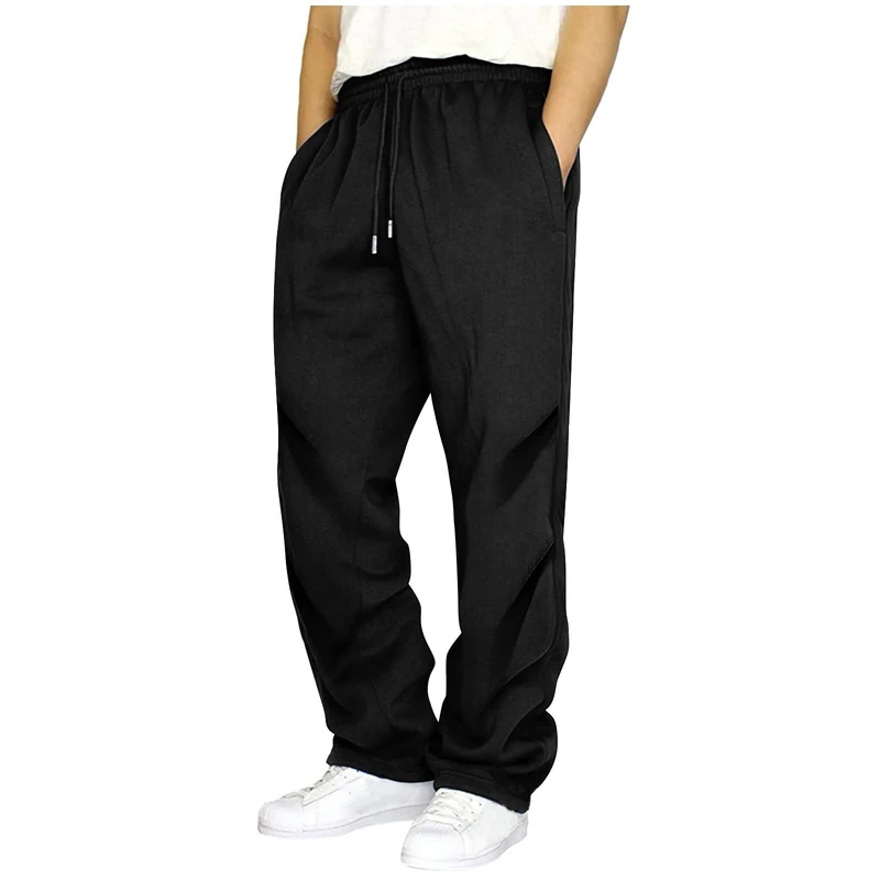 Shffuw Men's Jogger Sweatpants - Elastic Waist, Open Hem, Polyester