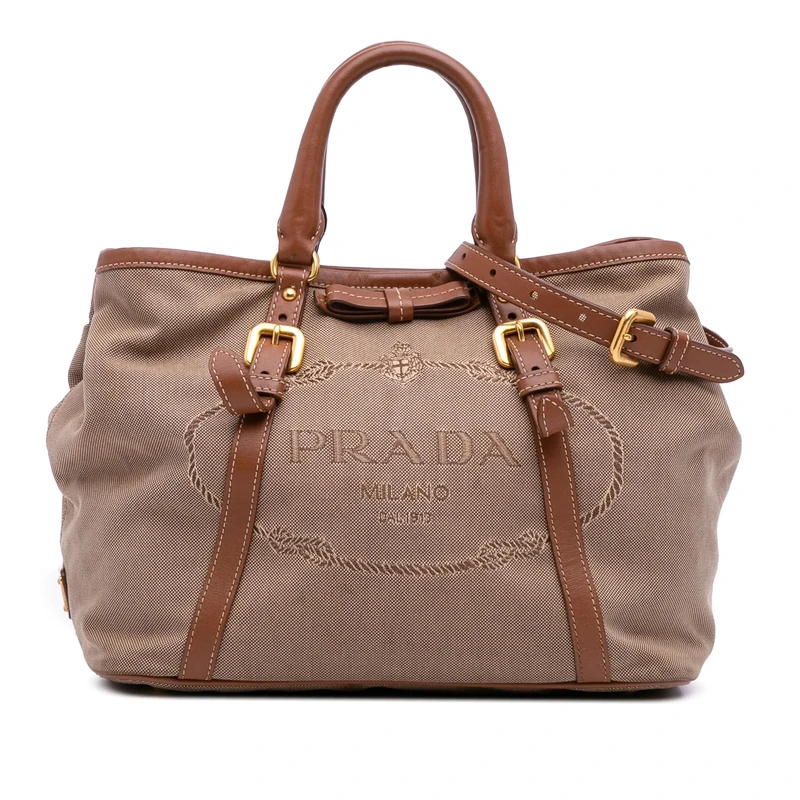 Prada Pre-Loved Canvas Canapa Logo Satchel Handbag