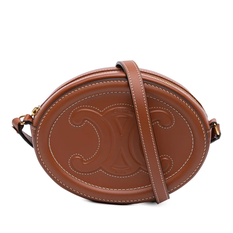 Celine Pre-Loved Small Calfskin Cuir Triomphe Oval Crossbody