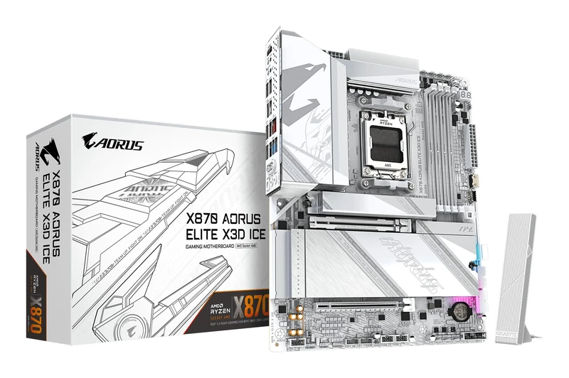 GIGABYTE X870 AORUS ELITE X3D ICE Motherboard - Supports AMD Ryzen 9000 CPUs, 16+2+2 Phases Digital VRM, up to 9000Hz DDR5 (OC), 2xPCIe 5.0 + 2xPCIe 4.0, Wi-Fi 7, 2.5GbE LAN, USB 4