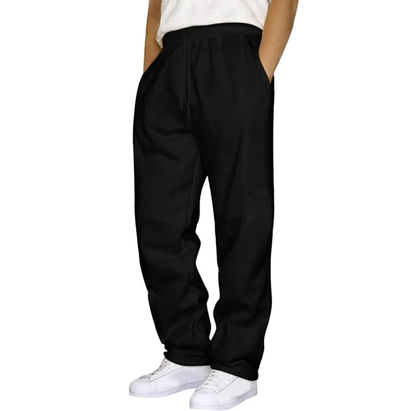 Shffuw Mens Sweatpants Joggers for Men UK Tracksuit Jogging Bottoms Straight Leg Open Hem Baggy Joggers Elastic Waist Drawstring Trousers Gym Workout Gym Track Pants Casual Cotton Winter Trousers