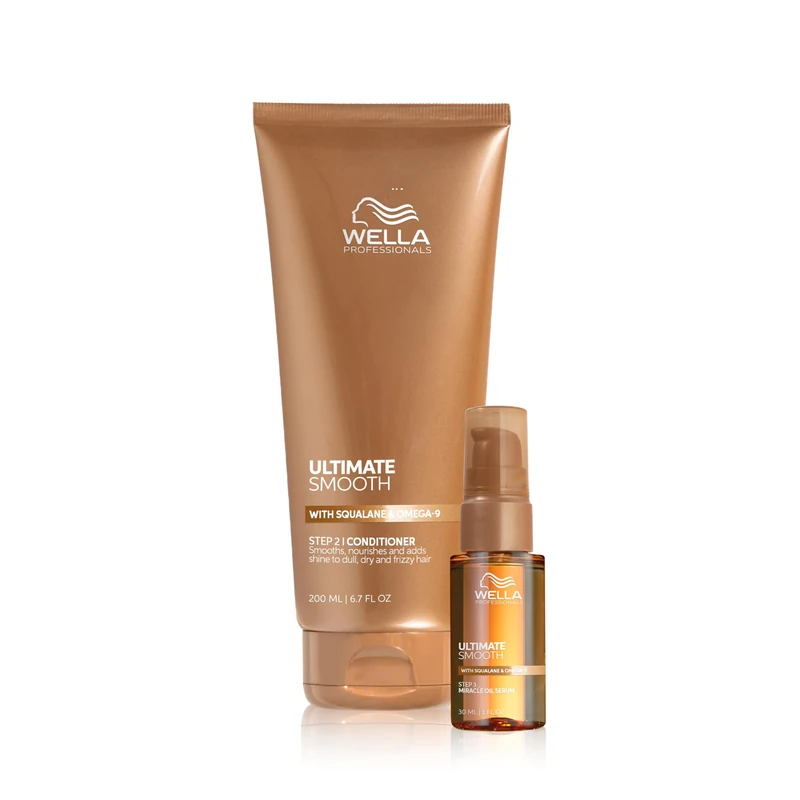 Wella Professionals Ultimate Smooth Conditioner & Miracle Oil Serum – Nourishing Hair Care with Squalane & Omega 9 for Dry, Dull & Frizzy Hair (200ml+30ml)