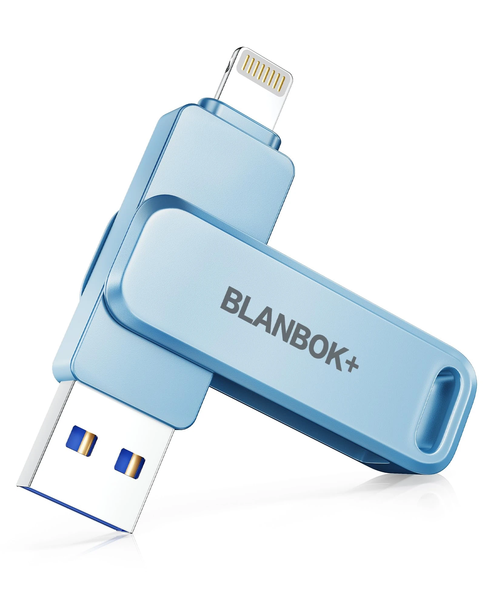 BLANBOK+ MFi Certified 3 in 1 Flash Drive for iPhone,USB Memory Stick,Memory Stick Photo transfer,USB Storage Stick for iPhone/iPad/Android/PC (Blue, 512, GB)