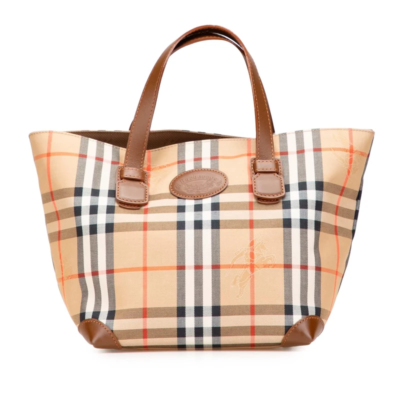 BURBERRY Pre-Loved Haymarket Check Canvas Handbag