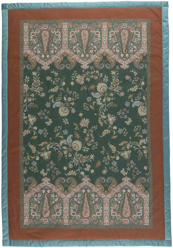Bassetti Indian Roses 9333425 Plaid 100% Cotton Green V1 Dimensions: 135 x 190 cm