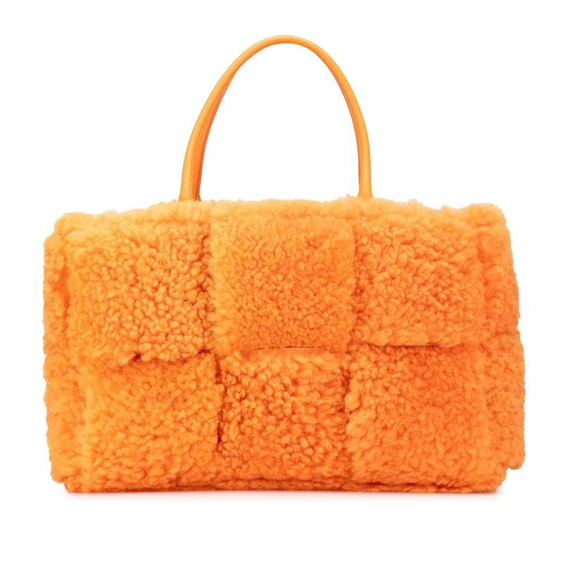 Bottega Veneta Pre-Loved Small Shearling Intrecciato Arco Tote