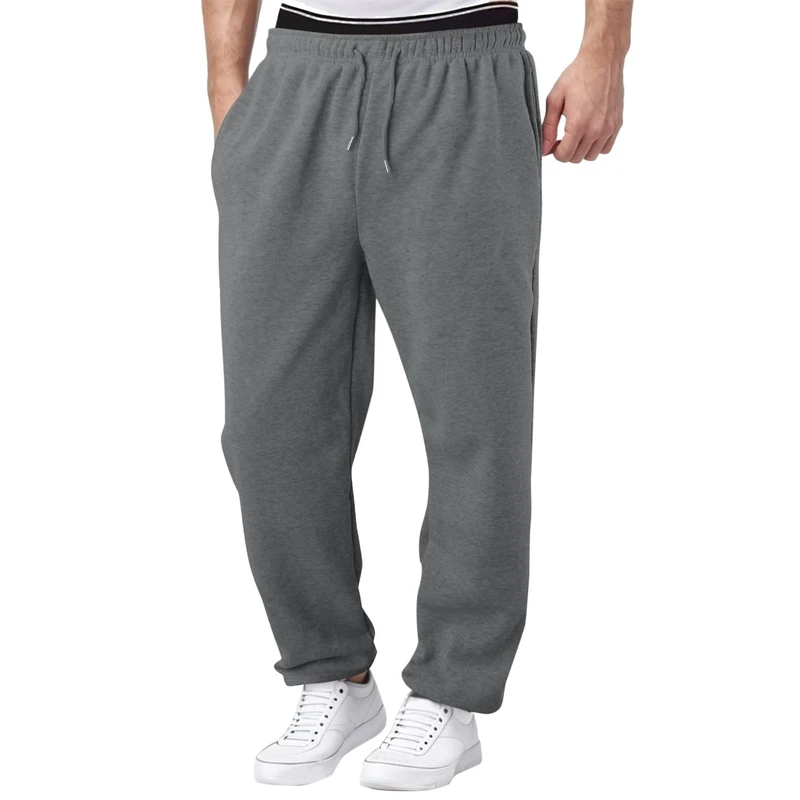 Shffuw Mens Sweatpants Joggers for Men UK Tracksuit Jogging Bottoms Straight Leg Open Hem Baggy Joggers Elastic Waist Drawstring Trousers Gym Workout Gym Track Pants Casual Cotton Winter Trousers