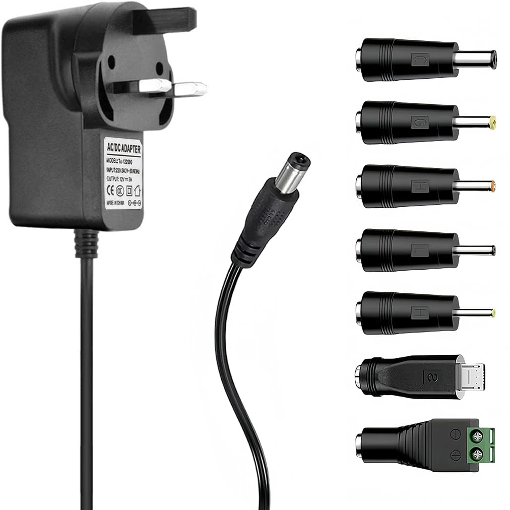 5V 2A Power Adapter Universal Power Supply with 7 DC Connectors Multi Plug AC to DC 5V Adaptor 10W AC Adapter Multifunctional Portable Power Transformers Converter Inverter AC-DC Power Adapter