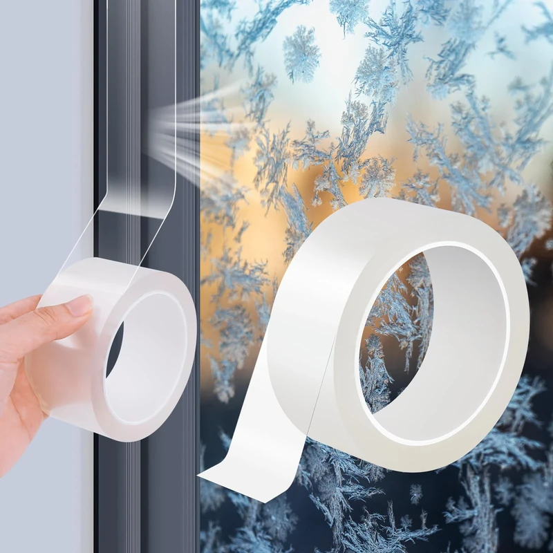 BQMEZRNUS Window Weather Sealing Tape 4cm x 10m Clear Sealant Tape for Winter Waterproof Window Draft Isolation Sealing Film Tape for Door Draft Stopper Adhesive Tape No Residue