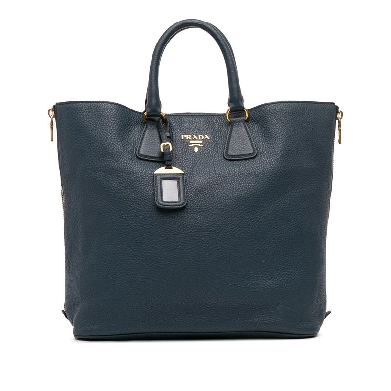 Prada Pre-Loved Vitello Daino Side Zip Convertible Tote Handbag