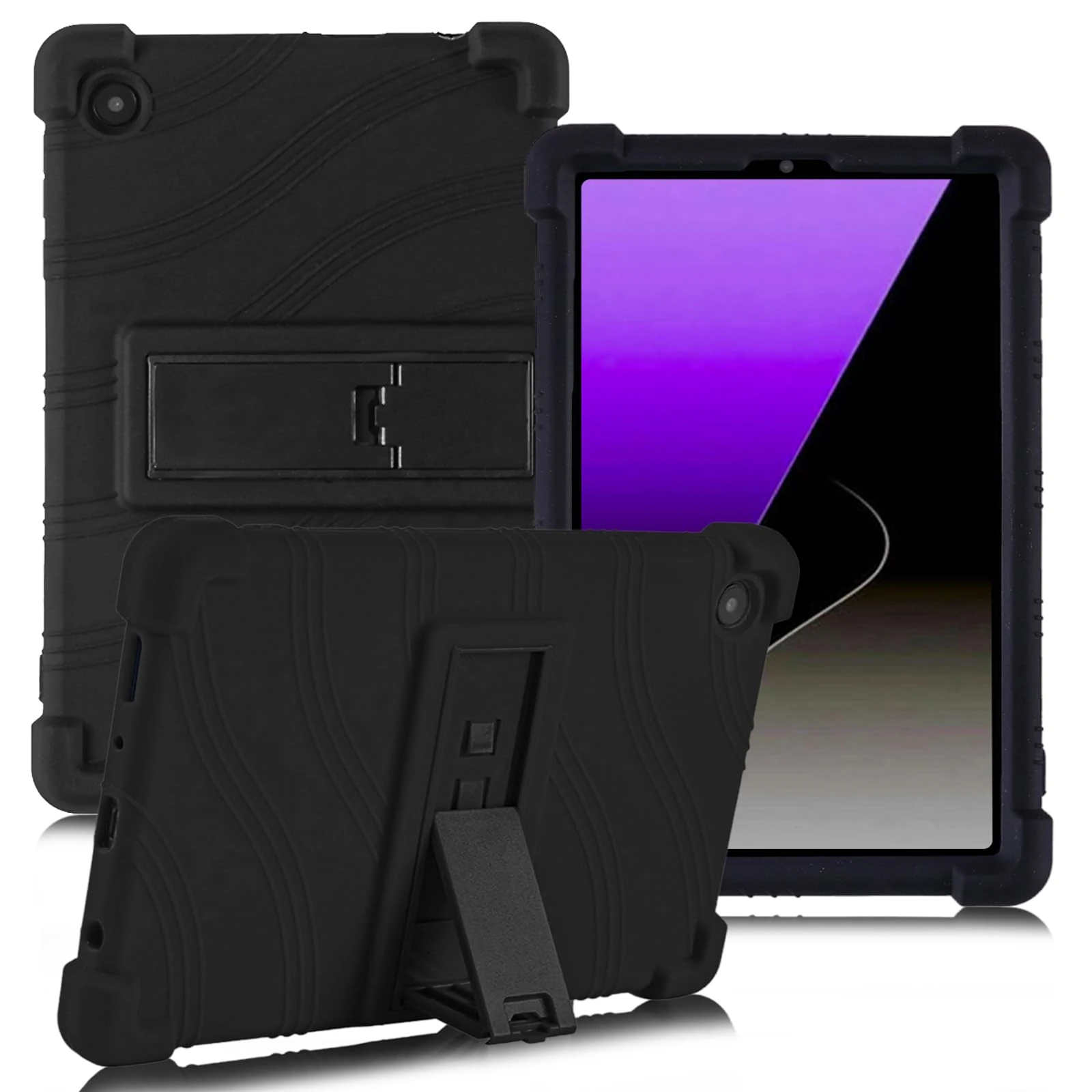 ATOOZ for Samsung Galaxy Tab A11 Case 8.7 Inch 2025,Soft Silicone Kids Case for Samsung Galaxy Tab A9 8.7 Inch Tablet (SM-X135G/SM-X110/SM-X115/SM-X117) with Adjustable Bracket (Black)