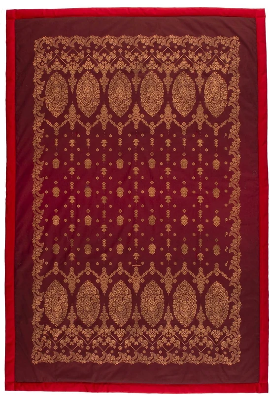 Bassetti Gold Decor 9333418 Plaid 100% Cotton Bordeaux R1 Dimensions 135 x 190 cm