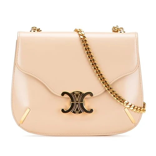 Celine Pre-Loved Teen Shiny Calfskin Triomphe Besace Clea Chain Crossbody Bag