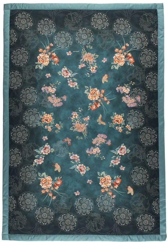 Bassetti ESPERIDI 9333427 Plaid 100% Cotton Petrol B1 Dimensions: 135 x 190 cm