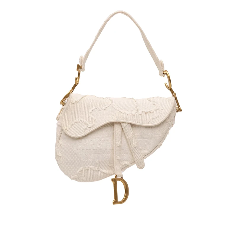 Dior Pre-Loved Mini Canvas Embroidered Camouflage Saddle Handbag Shoulder Bag