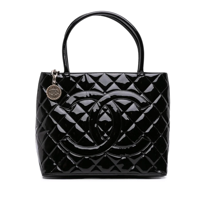 Chanel Pre-Loved Patent Medallion Tote Bag