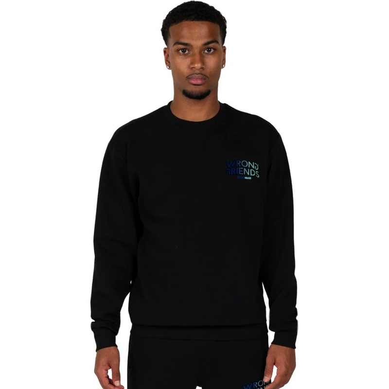 Wrong Friends Men's Simi Valley Sweatshirt, Black/Blue, XXL