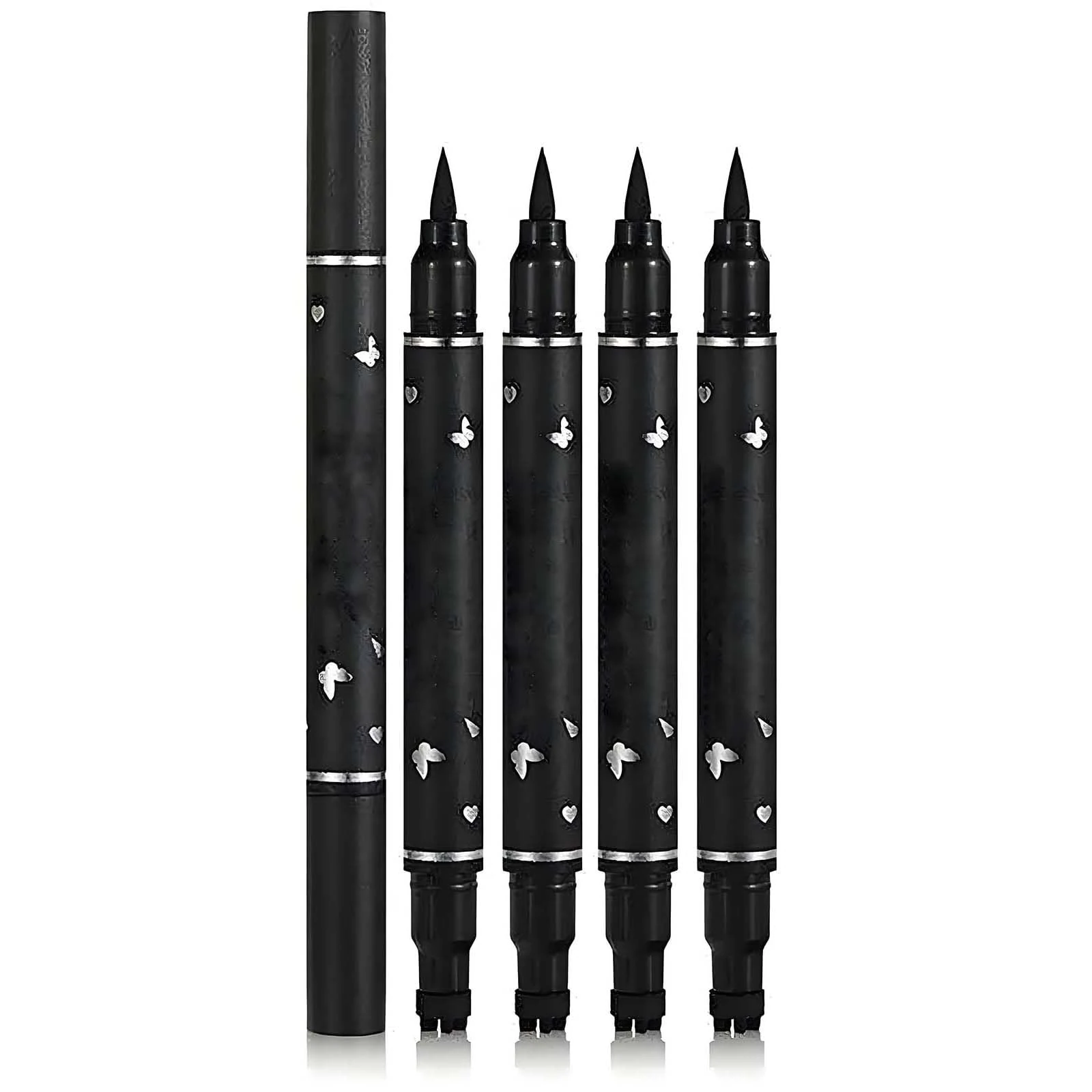 5 Pcs Dual-Ended Liquid Eyeliner Stamp Pen Set – Waterproof Smudge-Proof Eye Liner with Creative Stamps & Precision Tip, Easy Winged Makeup Tool for Daily Wear & Special Occasions