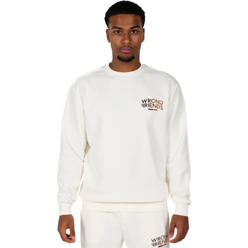 Wrong Friends Men's Simi Valley Sweatshirt, Beige/Brown, XL