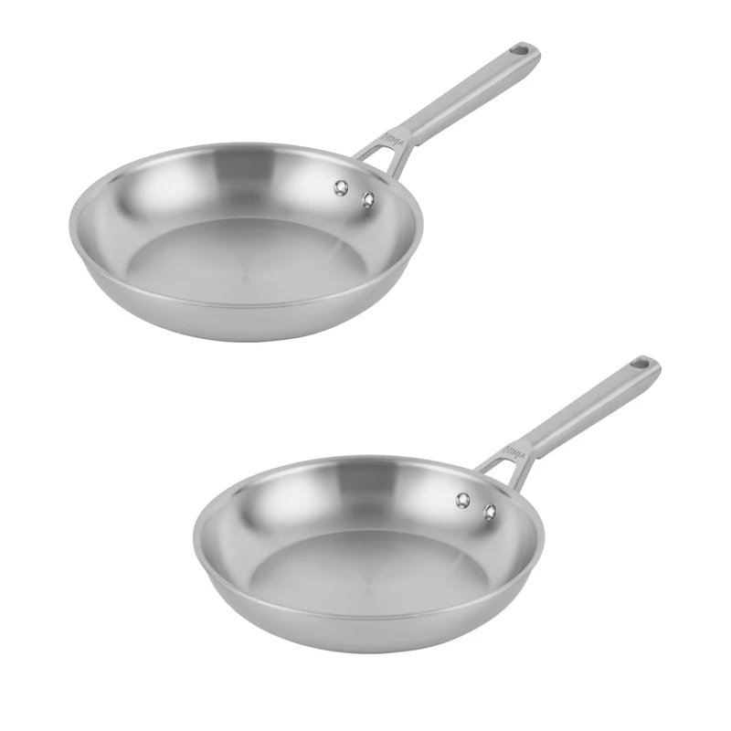 Ninja EverClad Stainless Steel 2-Piece, Cookware Set of 2 Frying Pan, Suitable for All hob Types Including Induction, Oven Safe to 300°C, Full Induction Base, Silver, C92000EUI