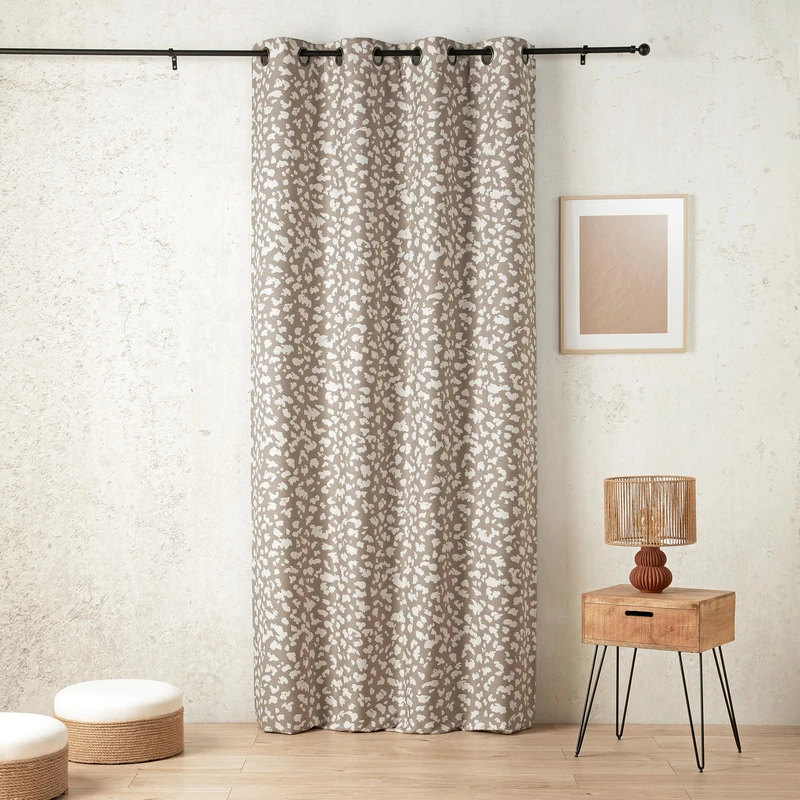 LINDER Natural Style Thermal and Sound Insulating Curtain Light Taupe with Rifle Cannon Eyelets 140 x 240 cm 62% Polyester 37% Cotton 1% Other Fibres Birch Collection