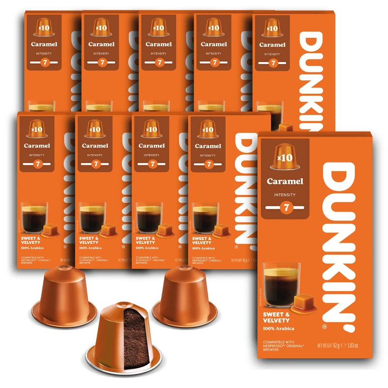 DUNKIN' Caramel Nespresso Compatible Coffee Pods - Sweet & Velvety