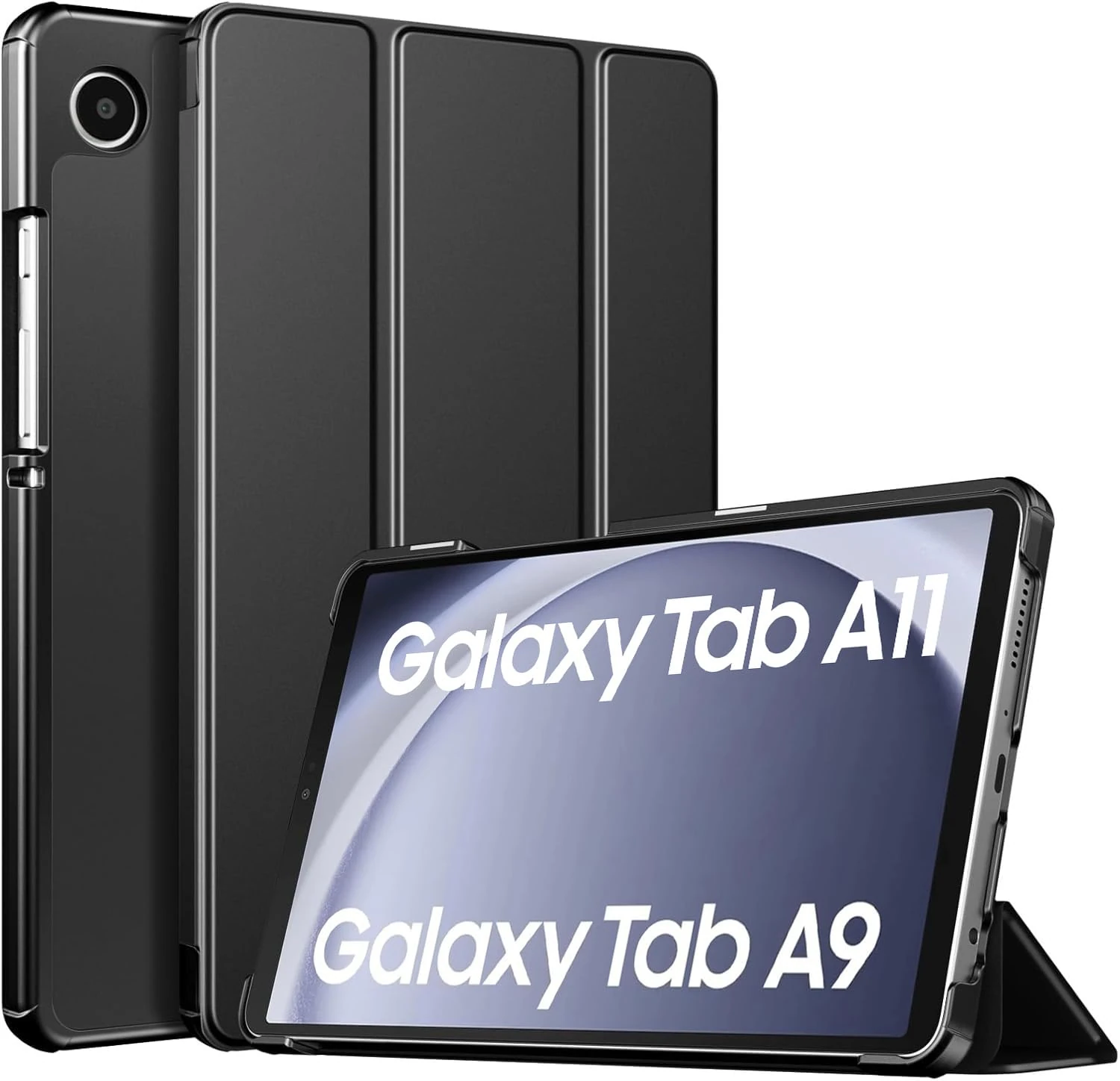 iCatchy Case for Samsung Galaxy Tab A11/ Tab A9 [8.7 Inch] Smart Tablet Cover 2025, SM-X133/SM-X135, PU Leather, Translucent Hard Shell, Two Viewing Angles (Black)