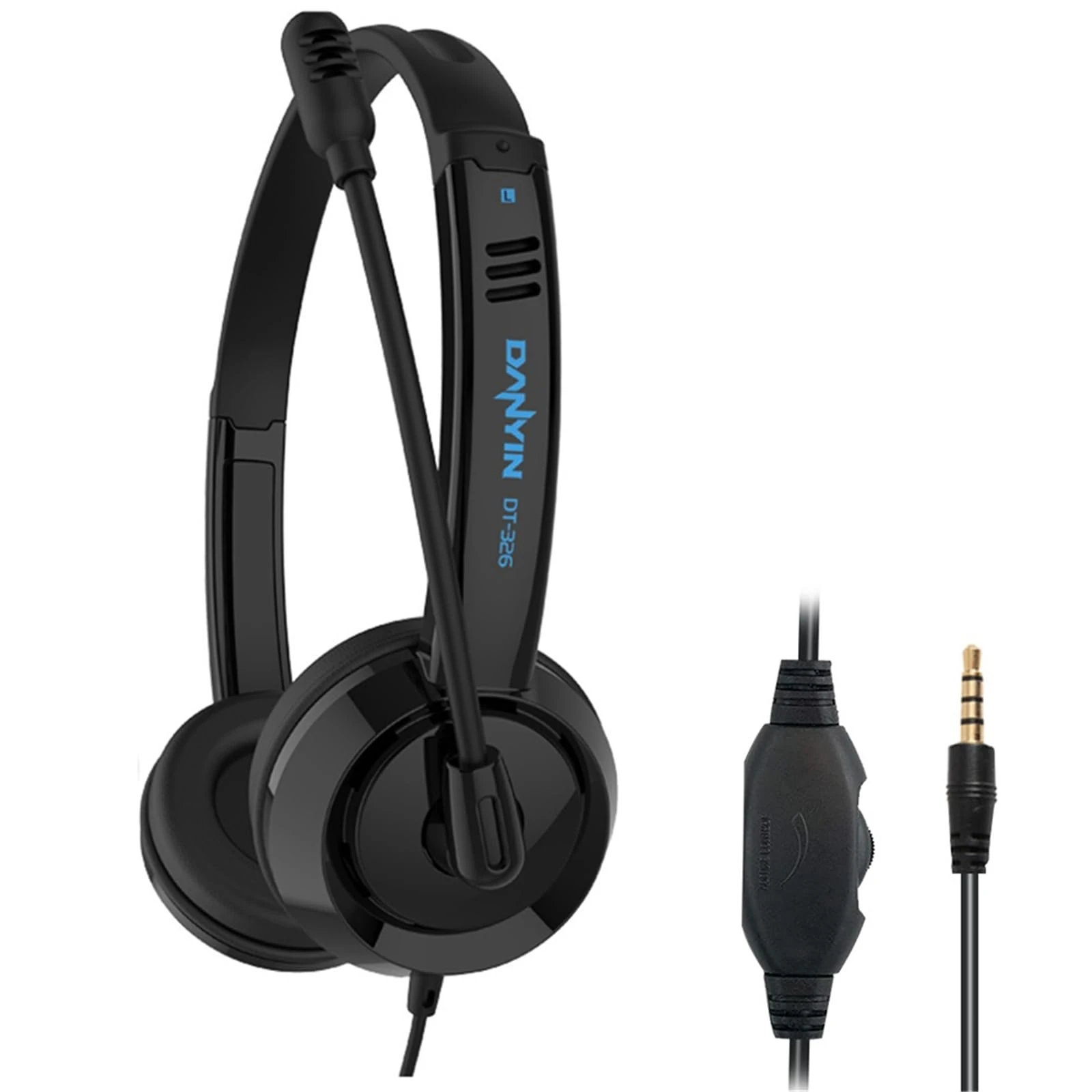 Computer Headset with Microphone, 3.5mm PC Headsets with Noise Cancelling Mic & Audio Controls for Mobile Phone Laptop PC Tablet, Wired Stereo Mobile Phone Headphone for Office, Call Center, Online