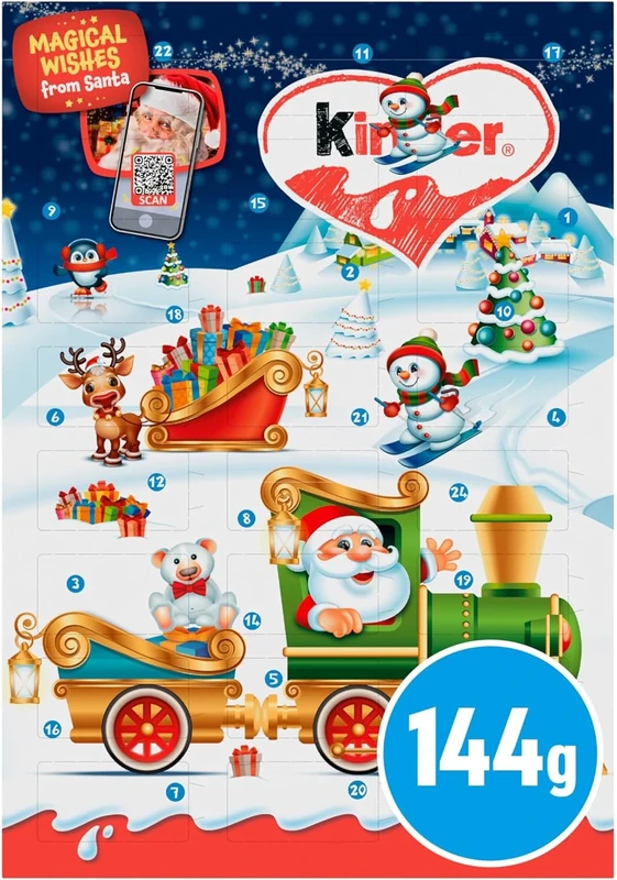 Kinderr Chocolate advent calendar for Christmas 2025, 24 Kinder Mini Chocolates (144g)