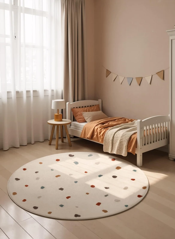 Hanse Home Adventures Children's Rug - Confetti Dots Play Mat Round Modern Design Play Mat Crawling Rug Boys Girls for Children's Room Teenagers' Room - Cream Multicoloured Diameter 160 cm