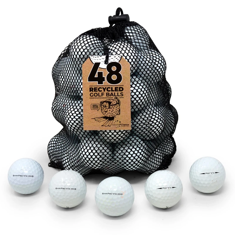 Second Chance Recycled Lake Golf Balls, 48 Grade B For Titleist Pro V1X - Lake Balls From Practice & Social Games, Used Golf Balls, Ideal From Practice and Play