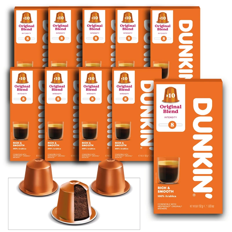 Dark Coffee Original Blend 100 Coffee Capsules, Medium Roasting, Balanced Taste with Light Caramel Note, 100% Arabica, Compatible with Nespresso Original Capsule Machines